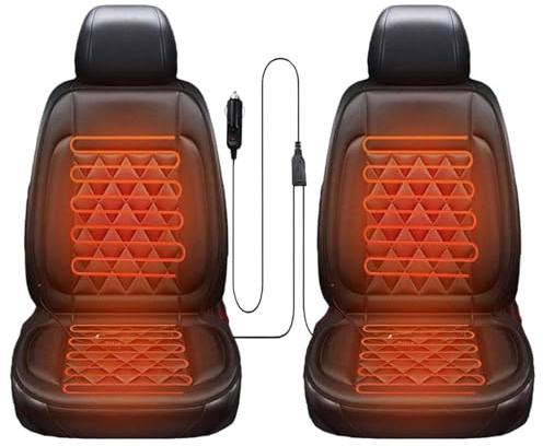 JORCEDI 2026 Comfortable Leather Heated Seat Covers, Universal Seat Cover Pad, Soft Car Seat Covers with Full Back Seat Protector Pure (Black/Brown/Grey) For Winter (Black,2Seat)