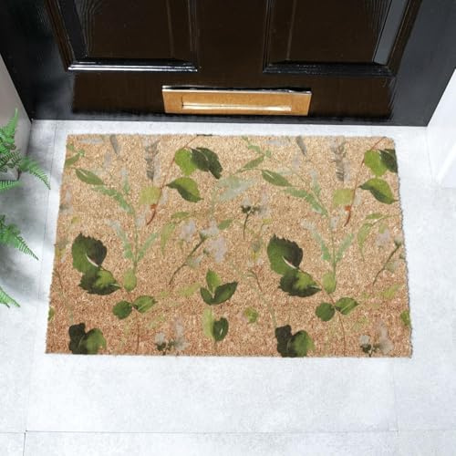 Artsy Mats Watercolour Leaves Coir Doormat (60 x 40cm)
