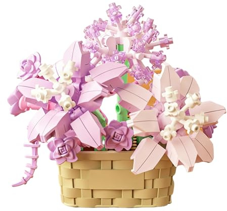 URYVAIW 1 Pz Costruzione Orchidea Viola, Fiori Piante Artificiali Decorazione Casa Ufficio, Regalo Adulti Donna Bambini, Per Compleanno Natale San Valentino