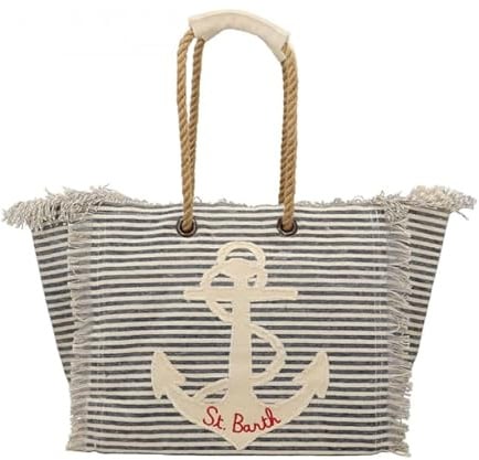 Saint Barth MC2 BEACH PATCH BAG BLAU STREIFEN