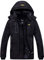 Wantdo Damen Berg Ski Jacke Wärmer Winter Fleece Mäntel Wasserdichter Atmungsaktive RegenMäntel Outdoor Kapuzen Windbreaker Jacken Schwarz XXL