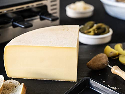 RACLETTE KÄSE: Schweizer Raclettekäse 'RACLETTE SWISS' als 1/4 (viertel) Käse Laib 1,20 kg - VAKUUMVERPACKT - Laktosefrei - Vegetarisches Lab - Aus bester Sommermilch