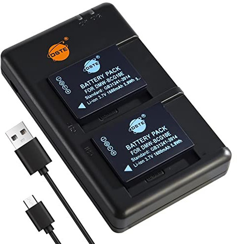 DSTE 2PCS DMW-BCG10E (1600mAh/3.7V) Battery Charger Set Compatible for Panasonic Lumix DMC-ZS15, ZS19, ZS20, ZS25, ZX33D1, TZ20, TZ25, ZR3 Camera