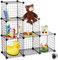 Relaxdays Regalsystem Drahtgitter, 6 Fächer, Offenes Steckregal, verschiedene Größen, DIY Stufenregal Würfel, schwarz