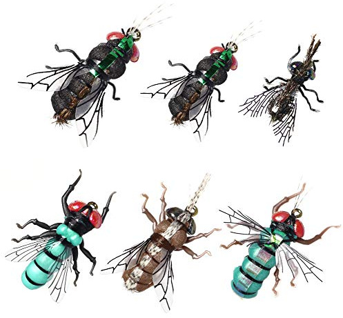 YZD Moscas realistas para Pesca con Mosca, Set de Mosquitos Secos para Moscas, Avispas, Trucha arcoíris, señuelo de Pesca Hecho a Mano
