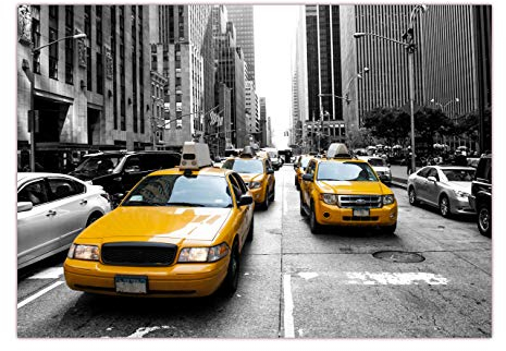 XXL Poster 100 x 70cm (F-236) Kreuzung in New York mit gelben Taxis, Yellow Cabs (Lieferung gerollt!)
