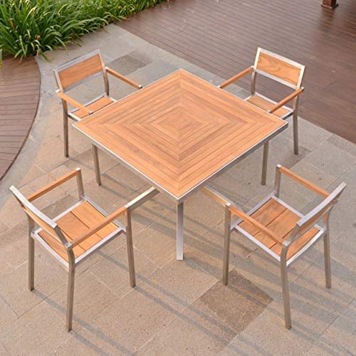 Esstisch Andalo Edelstahl Teak Massivholz Tischplatte 80 x 80 cm