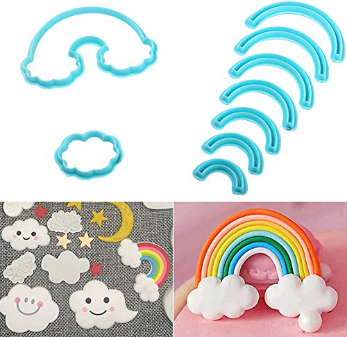 Fondant-Ausstechformen in Regenbogen- und Wolkenform, 9-teiliges Set
