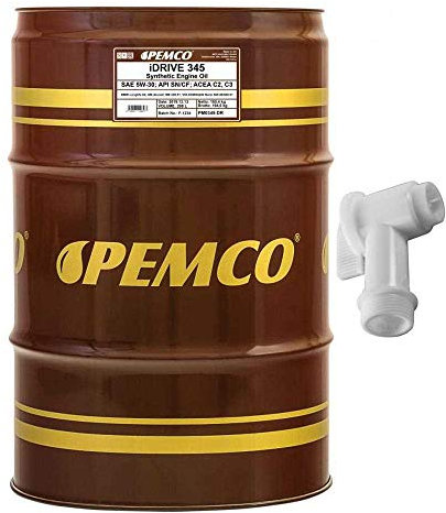 208 Liter PEMCO iDRIVE 345 5W-30 Motoröl API SN/CF ACEA C2 C3 inkl. Auslaufhahn SAE 505.01/505.00/502.00 MB 229.51 LL-04 GM Dexos 2 PSA