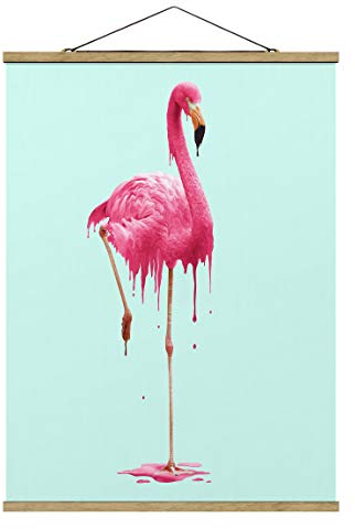 Bilderwelten Kakemono Jonas Loose Schmelzender Flamingo Hochformat 4:3 66.4x50cm Eiche