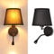 BarcelonaLED Applique murale LED E27 avec lampe de lecture orientable flexible 3 W Écran textile Interrupteur pour chambre, tête de lit, salon