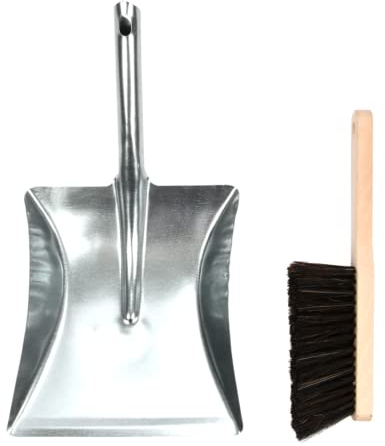 Esschert Design Kehrschaufel und Besen, quadratisch, silberfarben