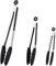 Kitchen Tongs Set of 3, Black Cooking Tongs with Silicone Tips, Non-Stick Non-Scratch Heat Resistant Tongs for Grilling BBQ Buffet Salad (Black, 7/9/12 Inch)