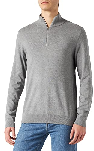 SELECTED HOMME Herren Slhberg B Noos Half Zip Cardigan Strickjacke, Medium Grey Melange, XL EU