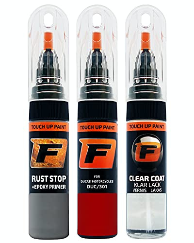 FIRANTO stylo peinture de voiture pour Ducati Motorcycles DUC/301 Rosso (->2000) réparation couleur voiture 3 en 1, rayures stylo retouche peinture 15ml avec pinceau, apprêt, laque
