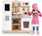 GOPLUS Kinderküche aus Holz, Küche für Kinder, Spielküche mit Holz Zubehör&Spüle&Backofen&Kochfeld&Kühlschrank, Holzküche mit Sundeffekte & Licht, Kinderrollenspiele, Kinder Spielzeugküche