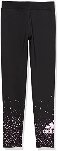 adidas Pantaloni legging aderenti da ragazza, Nero con viola, 5