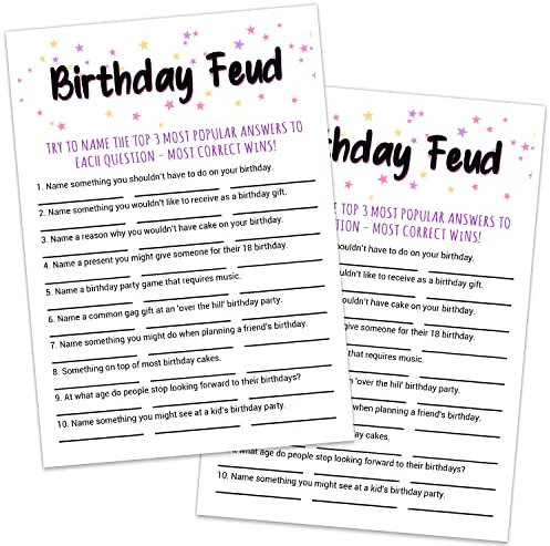 Geburtstagsparty-Spiel für Erwachsene, 30 Geburtstags-Feud-Geburtstagsspielkarten, Erwachsenen-Geburtstagsparty-Spiel, lustige Neuheitskarten für Geburtstag, Spielidee, 12.7x17.8 cm