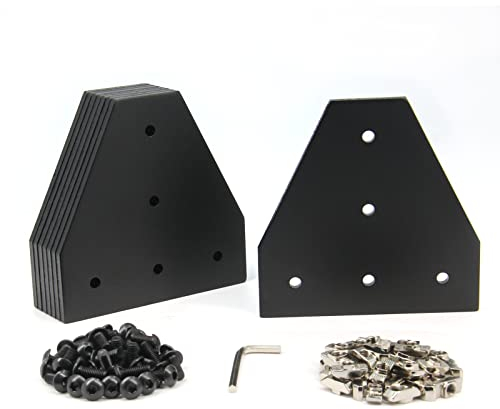 Yeebyee 4040 Eckhalterplatte T Form 5 Loch 90 Grad außen verbindende Platte mit M6 Schrauben und T-Muttern für 40x40mm Serie Aluminium Extrusion Profil (Schwarz-4040 T-Form)