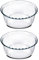Lot de 2 moule soufflé rond, moule en verre fileté, plateau réfractaire, plat à four moule de cuisson, capacité 1.4 L - Diamètre 18 x Hauteur 8.2 cm -JUANIO-