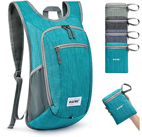 G4Free Kleiner Rucksack, 10/15 l, faltbar, leicht, verstaubar, Tagesrucksack, Reisen, Outdoor, Wandern, Schultertasche, blau - peacock blue, 15Liters, Tagesrucksack