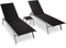 Yolola 3-Teiliges Sonnenliege Set, Aluminium Gartenliege, 4 verstellbaren Rückenlehnen, Relaxliege für Mittagspause mit Beistelltisch, Gartenliege wetterfest, Balkon liegestuhl, Schwarz