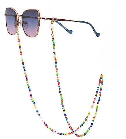 GERNEO® – San Francisco – Premium Brillenkette & Brillenband in Regenbogen Farben aus 18 Karat Gold oder 925er Silber – mit echten bunten Steinchen – für Lesebrillen & Sonnenbrillen