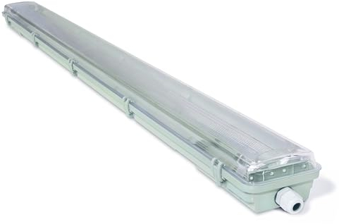 KOLORENO LED-Feuchtraumleuchte T8 2x120 cm – Grau – für einseitig betriebene LED-Röhre – staub- und feuchtigkeitsgeschützt – IP65 – Industriebeleuchtung für Garage, Lager, Werkstatt, Keller