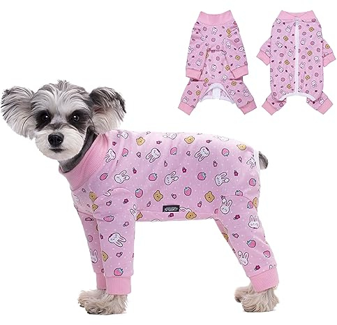 Pink Dog Recovery Suit Female Male For Small Medium Dogs,Dog Surgical Recovery Suite Bodysuit After Surgery Zipper On Back Puppy Cat Long Sleeve Onesies Bodysuit After Surgery Wound Protective