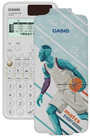 Casio FX-991SP CW - Calculadora Científica ilustrada con jugador de basquet, Recomendada para el Currículum Español y Portugués, 5 Idiomas, más de 560 Funciones, Solar, Color Blanco