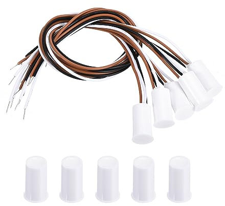 PATIKIL Magnetischer Reedschalter 5 Pack NO NC Ring Alarm Kontakt Sensor Verdrahtet Vertieft Tür Sensor Fenster Kontakt Schalter für Alarm System Weiß