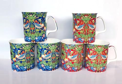 William Morris Set of six fine Bone China marlbourgh Mugs