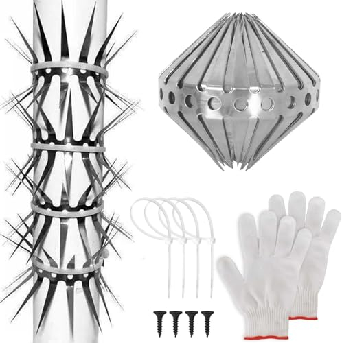 Marderschutz Fallrohr, 50 cm Langer Marderabwehrgürtel, Haustier- und Tierabwehr aus Edelstahl, 10 mm Marderschreck für Häuser, Dachrinne und Baum mit Handschuhen und Eisendraht, Schneidbar