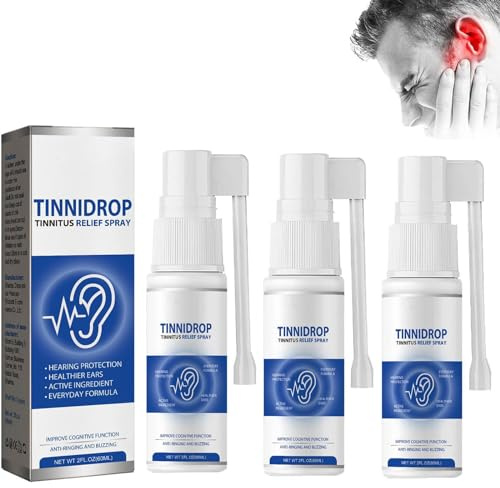 Tinnidrop, spray per sollievo dall'acufene, sollievo per l'acufene per orecchie e cerume per la pulizia delle orecchie, per alleviare l'acufene (3 pezzi)