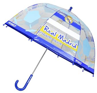 CyP Brands Real Madrid Kinder-Regenschirm, transparent, Handschirm, 48 cm, mehrfarbig, offizielles Produkt, bunt