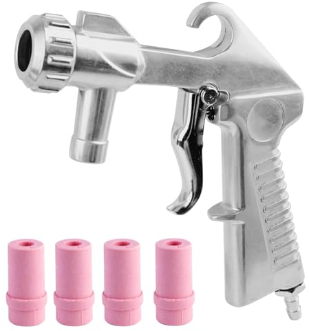 PRITOK Pistolet de sablage à air comprimé avec 4 buses (4,5 mm/5 mm/6 mm/7 mm) Kit d'outils pour sableuse