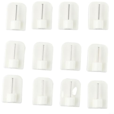 CNANRNANC Ganci per tende in acciaio inossidabile, autoadesivi, bianchi, PVC, quantità 4812 pezzi (12 pezzi)