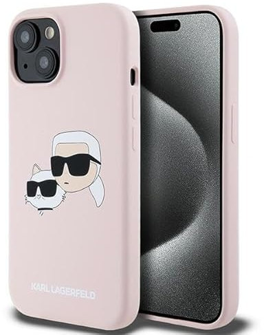 CG Mobile Karl Lagerfeld KLHMP15SSKCHPPLP Hülle für iPhone 15/14 / 13 6.1 Rosa hardcase Silicone Karl & Choupette