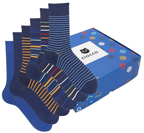 Ciocca Calze Uomo Corte Fantasia, Fresco cotone morbide resistenti colorate - Scatola Regalo - Calzini 3/6 Paia [BXCS6C_RIG_11_1]