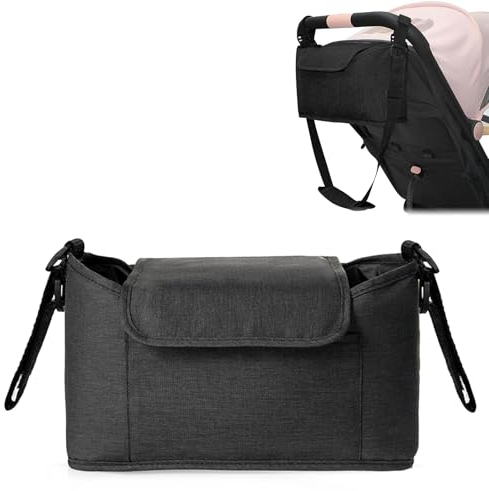 Carrozzina Organizer Passeggino, Borsa Per Passeggino Universale, Baby Borsa Passeggino Borsa Organizer, Organizer Per Passeggino Per Biberon, Pannolini, Salviette, Telefono Ccellulare (Nero).
