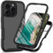 Dfjhure for iPhone 16 Pro Max Case Built-in Screen Protector Full Body Shockproof Protection Cover tylish Bumper Transparent Back Phone Case Cover for iPhone 16 Pro Max- Black