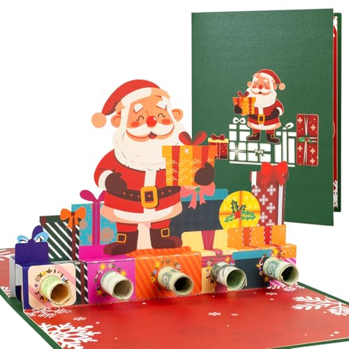 CNLITIHEKA Pop Up Weihnachtskarte, Weihnachten Weihnachtsmann - Urlaub Grußkarte, Xmas Pop-Up-Karte, Neujahr, Erntedank, für Kinder Familie Freunde.