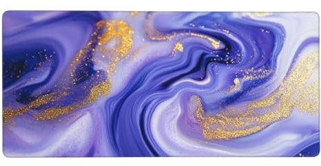 Gaming Mauspad XXL Lila 500x250x3 mm, Mauspad Gold Schreibtischunterlage Vernähte Kanten, Mousepad Wasserdicht Anti-Rutsch Verbessert Präzision und Geschwindigkei, Desk Mat für Deko Geschenke-X1205