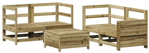 HETFTJN Eckbank Mit Tisch Balkonmöbel Terassenmöbel Außen Outdoor Furniture - 5-TLG. Garten-Sofagarnitur Kiefernholz Imprägniert für Balkon Café Hof Terrasse