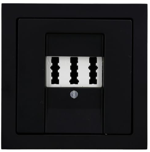 Busch-Jaeger future linear Komplett-Set: Rutenbeck Telefondose TAE 3x6 NFN Up0 rw mit Zentralscheibe + 1721-885K Rahmen 1-fach schwarz matt