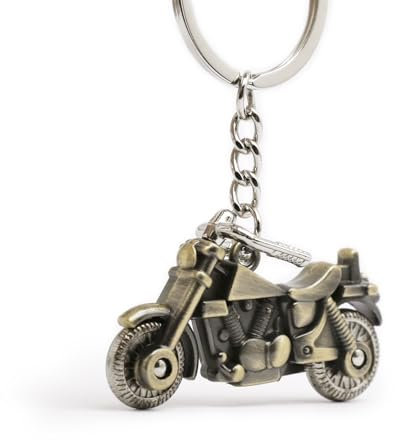 Benust Porte-clés pour homme en forme de moto vintage en métal pour voiture, maison, moto, marron, taille unique