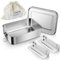 Joyfair Lunch Box, Stainless Steel Bento Box with Bag, Metal Compartment Lunch Food Storage Containers for Adults and Kids, Lockable Clips & Removable Divider, Leak Proof & Dishwasher Safe, 850ml