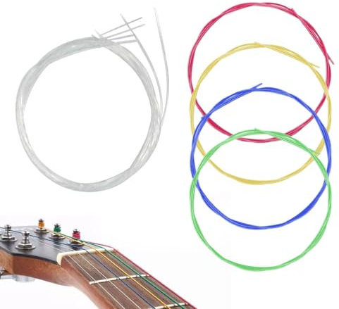 VODAFQS 2 Sets Cuerdas de Ukelele Nylon Repuesto Coloridas para Ukelele Acústico, Accesorios de Reemplazo(Multicolor, Blanco)