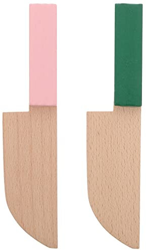 PRETYZOOM 2 PièCes Couteaux en Bois pour Enfants - Coupe-LéGumes sans Danger avec Manche Coloré, Jouets De Simulation pour DéCoration Maison De Jeu