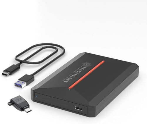 TechStyleuk Slim Premium External SSD - USB 3.0/Type-C, PS5/Xbox Compatible High-Speed Storage for Gaming, 4K Editing, PC & Mac(1TB Black)